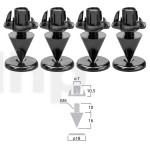 Set of small speaker spikes Monacor SPS-10/SC, black chromium-plated