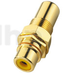 RCA female plug, seamless, yellow ring, gold plated
