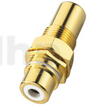 RCA female plug, seamless, white ring, gold plated