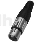 XLR female metal plug, 3 poles, nickel contacts, cable entry diameter 6 to 9 mm