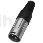 XLR male metal plug, 3 poles, nickel contacts, cable entry diameter 6 to 9 mm