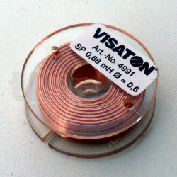 Air core coil Visaton 0.1 mH, Rdc 0.3 ohm, wire 0.6 mm, body diameter 25 mm