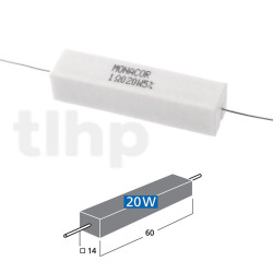Cemaric resistor Monacor LSR-10/20, 1ohm, 20w, 60 x 14mm