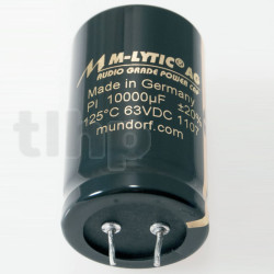 Mundorf MLGO40 capacitor, 22000µF ±20%, 40VDC, Ø35xH50mm, 1.2mm connections 10mm pitch