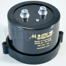 Mundorf MLHC100 capacitor, 47.000µF -10/+30%, 100VDC, Ø90xH98mm, M6 connections 31.7mm pitch