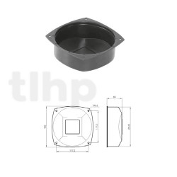 Black ABS housing for interior handle, 150 x 150 x 55 mm