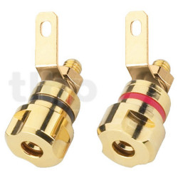 Pair of speaker terminal, red and black, gold plated contacts, Monacor BP-405G