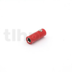 Red female banana plug, 4 mm diameter, screw contact