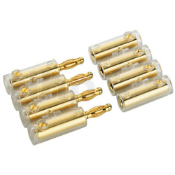 4-way connection line 57 x 45 x 10 mm, by banana type connectors, 4 male, 4 female, gold-plated contacts, screw connection, for conductors max diameter 4.3 mm