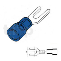 Set of 10 fork terminals, 3.7 mm set of 10 pieces, blue insulation, for conductors 1.5 to 2.5 mm²