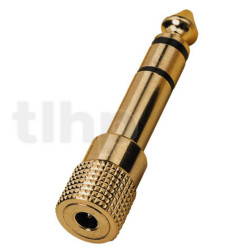 3.5 mm stereo female mini-jack to 6.3 mm male stereo jack adapter, gold-plated metal body