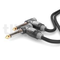 0.9m audio instrument cable, with 6.35 mm elbow Jack mono plug, Sommercable HBA-3SM2, black, with Hicon gold plated contact connectors