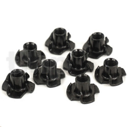 Set of 8 M6 knock-in nuts, black, length 10.5 mm