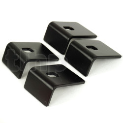 Set of 4 grille mounting bracket, thick steel, black finish, dimensions 38 x 30 mm, height 20 mm, for 12 and 15 inch grille / speaker