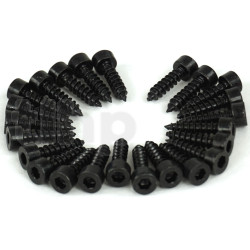 Set of 24 black steel screws 4 x 16 mm, cylindrical head, hexagon socket recess