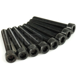 Set of 8 black zinc-plated steel screw, M6 diameter, 40 mm lenght, cylindrical head