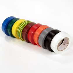 Pack of 10 rolls of multicolored flexible PVC adhesives, width 15 mm, length 10 m each, resistance to abrasion, corrosion and humidity