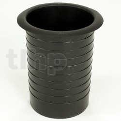 Black plastic recessed vent, internal diameter 76 mm, total length 114 mm, for bass-reflex acoustic load