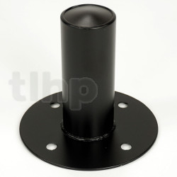 Recessed black steel cabinet flange, robust, front 110 mm, total depth 100 mm, for speaker stands with 35 mm diameter tube