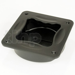 Ergonomic recessed handle in two parts (front + bowl), black ABS plastic, front 153.7 x 153.7 mm, total depth 55.5 mm