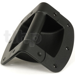 Black corner handle for loudspeaker, two parts, ABS support, steel grip tube, dimensions 232 x 174.5 mm, depth 70.1 mm, fixing on 10 points by screws diameter 5 mm with countersunk head