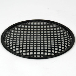 TLHP grille for 10-inch speaker, external diameter 257 mm, thick steel, black finish, square holes 8x8 mm, peripheral rubber flange