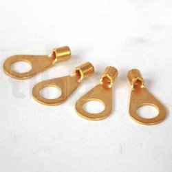 Set of four Mundorf ring cable lugs for crimping or soldering, M6, gold-plated copper-Beryllium, for wires from 1.5 to 2.5 mm²