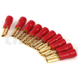 Set of 10 gold-plated 2.8 mm female Fast-on terminals, yellow insulation, for 0.5 to 1.5 mm² conductor