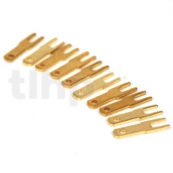 Set of 10 gold-plated 2.8 mm male flat connectors, for 2.8 mm Fast-on terminals