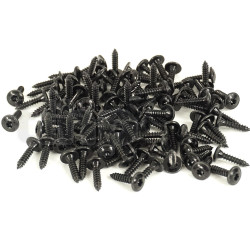 Set of 100 black steel screw, 3.5 mm diameter, 16 mm lenght, domed cylindrical head