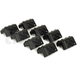 Set of 8 black ABS plastic speaker corner, stackable, 83.5 x 58 mm, 2 legs