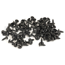 Set of 100 black steel screw, 4.2 mm diameter, 13 mm lenght, domed cylindrical head