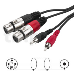 1m audio adaptor cable, double male RCA to female XLR