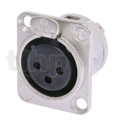 Neutrik NC3FD-LX, 3 pole female receptacle, solder cups, nickel housing, silver contacts