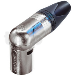 Neutrik NC3MRX, 3 pole right angle male XLR cable connector, nickel housing, silver contacts