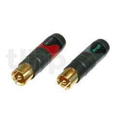 Pair (red+black) of Neutrik professional RCA NF2C-B2, male connector, gold plated contacts