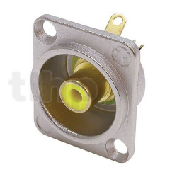 Neutrik NF2D-4, RCA female socket, yellow washers, nickel housing, gold plated contacts