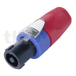 Neutrik NL4FX, 4 pole female Speakon cable connector, brass contacts, red bushing