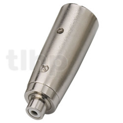 XLR male to RCA female adapter, nickel metal body, gold-plated contacts