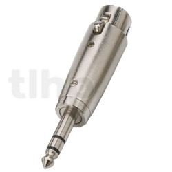 XLR female to 6.3 mm male stereo Jack adapter, 3 poles, nickel metal body, gold-plated contacts