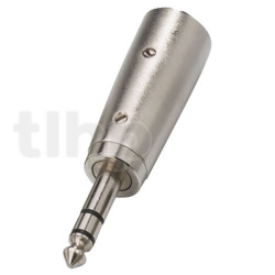 XLR male to 6.3 mm male stereo Jack adapter, 3 poles, nickel metal body, gold-plated contacts
