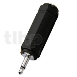 3.5 mm mono male mini-jack to 6.3 mm mono female jack adapter, black plastic body