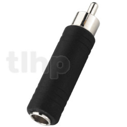 Adapter 6.3 mm jack stereo female to RCA male, black plastic body