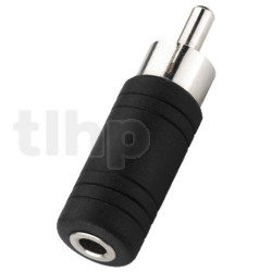 RCA male adapter to 3.5 mm stereo female mini-jack, black plastic body