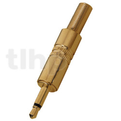 Mono metal male 3.5 mm mini-Jack plug, gold-plated, shielding and cable bending protection, for 4.5 mm diameter cable