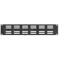 19 inch rack pannel, 2U, black, steel, Monacor RCP-8722U, with ventilation slots