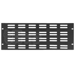 19 inch rack pannel, 4U, black, steel, Monacor RCP-8724U, with ventilation slots