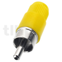 RCA male plastic plug, chromium-plated, yellow body, for 5.5 mm diameter cable