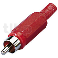 Pack of 100 RCA male plastic plug, red body, for 5 mm diameter cable