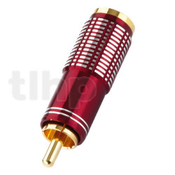 High-end male RCA plug, red body, gold-plated contacts, for 7.2 mm diameter cable